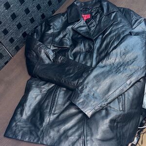 Women’s excelled Black Leather blazer Jacket size small